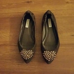 Brown suede pointed flats